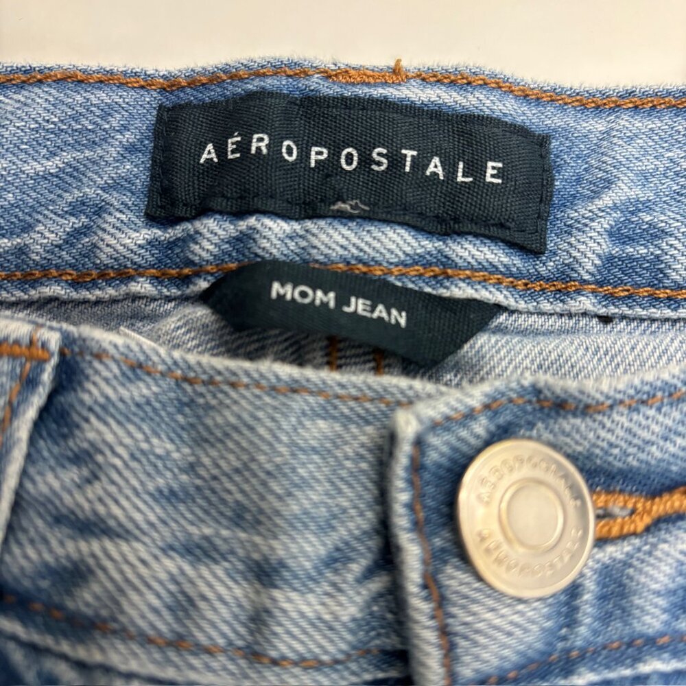 Aeropostale Mom Jean Distressed Women's size 0 Medium Blue Denim jeans - Picture 2 of 4